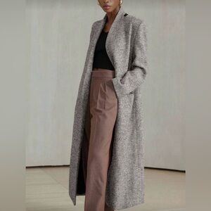 Elegant Gray Women's Long Coat